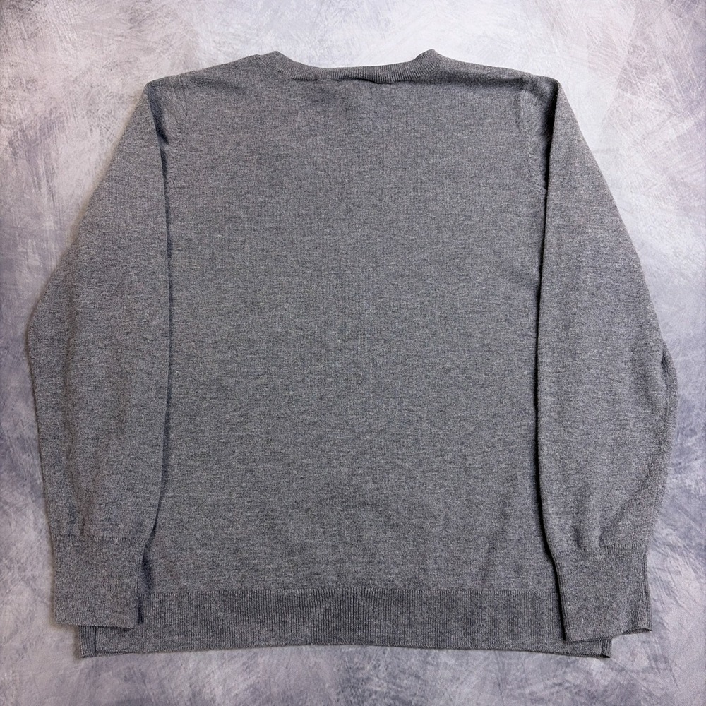 Worthington Womens XL Gray V-Neck Long Sleeve Cotton Blend Knit Sweater - Picture 2 of 7